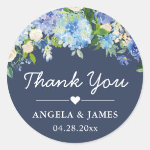 Navy Blue Hydrangeas Floral Wedding Favor Seal
