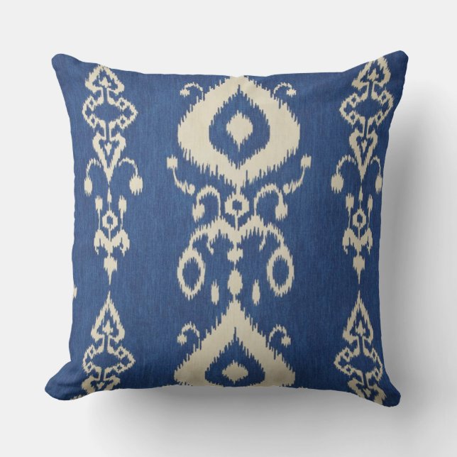 Navy Blue Ikat Accent Pillow (Front)