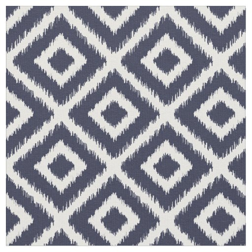 Navy Blue Ikat Diamonds Fabric
