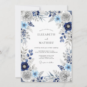 Navy Blue Imperial Winter Wedding Invitation