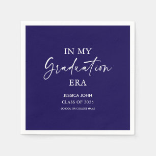 Navy blue In my graduation era funny Graduation Napkins