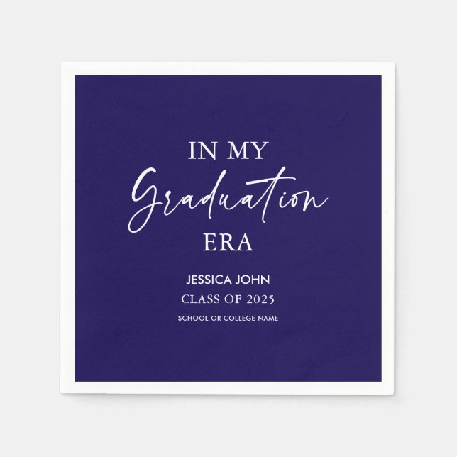 Navy blue In my graduation era funny Graduation  Napkins (Front)
