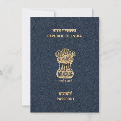 Navy Blue India Passport Save the Date Card