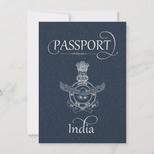 Navy Blue India Passport Save the Date Card