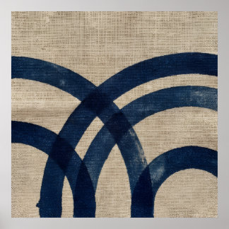 Navy Blue Indigo Abstract Arch Linen Texture Art P Poster