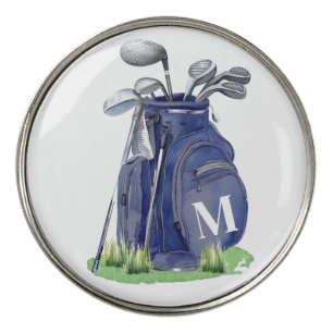 Navy Blue Initial Monogram Golf Ball Marker