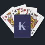 Navy Blue Initial Name Monogrammed Poker Cards<br><div class="desc">This simple, elegant navy blue deck of playing cards with your first name in a trendy script font in white typed over your first initial in a modern cap font in light blue are perfect for when you get together with friends to play cards. They're stylish and trendy and yet...</div>