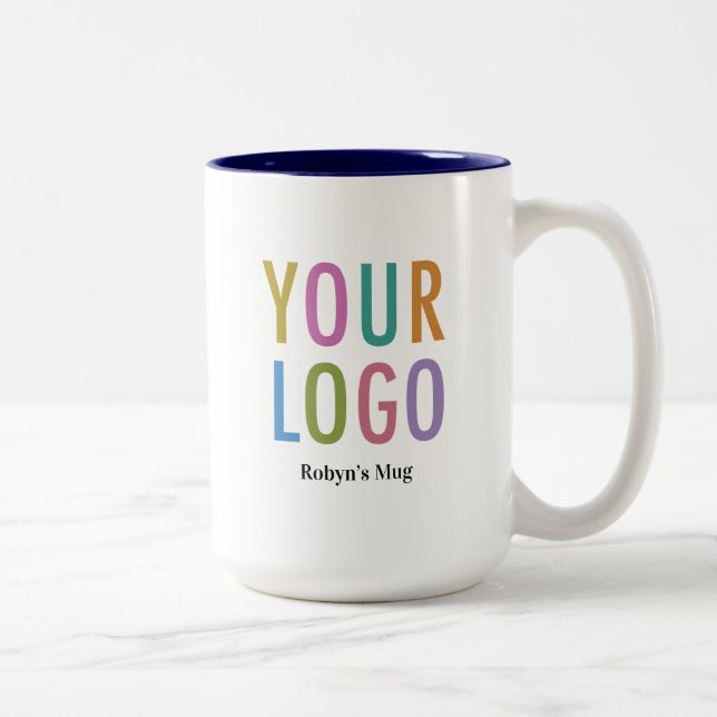 Navy Blue Inner Business Logo Mug Custom Name 15oz (Right)