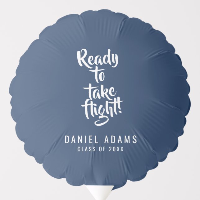 Navy Blue Inspirational Quote Graduation Photo Balloon (Front)