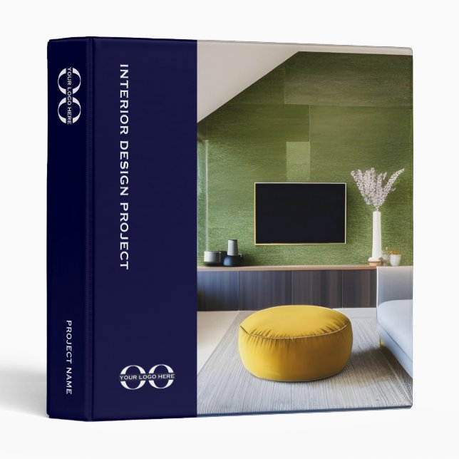 Navy Blue Interior Designer Portfolio Binder (Front/Spine)