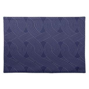Navy Blue Interlocking Pattern Cloth Placemat