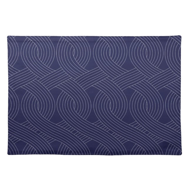 Navy Blue Interlocking Pattern Cloth Placemat (Front)