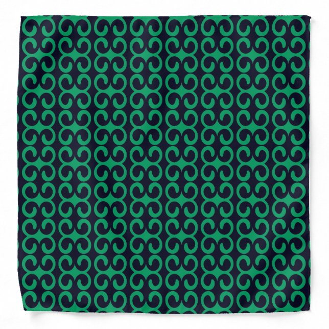 Navy Blue/Irish Green Stylish Stripe Pattern Bandana (Front)