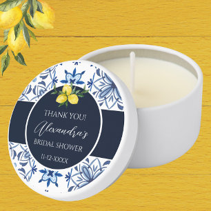 Navy Blue Italian Lemon Bridal Shower Thank You Mini Candle Favors