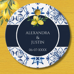 Navy Blue Italian Mediterranean Wedding Thank You Favor Tags