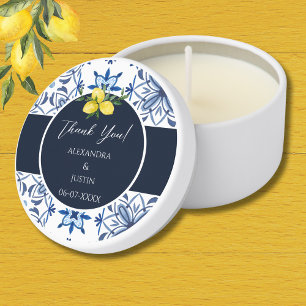 Navy Blue Italian Mediterranean Wedding Thank You Mini Candle Favors