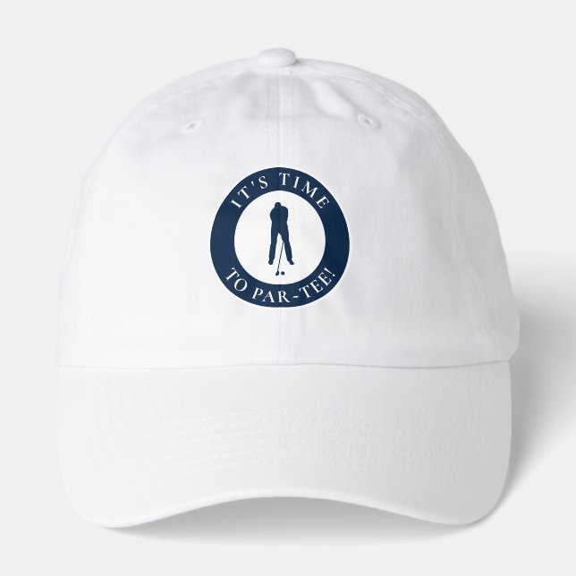Navy Blue Its Time to Par Tee Humorous Golf Dad Hat (Front)