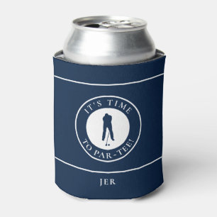 Navy Blue Its Time to Par Tee Personalized Golfer Can Cooler