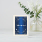 Navy Blue, Ivory, and Silver Floral Enclosure Card (Standing Front)