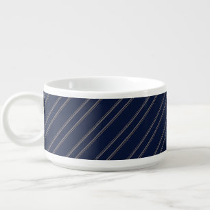 Navy Blue Ivory Gold Pinstripes Bowl