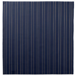 Navy Blue Ivory Gold Pinstripes Cloth Napkin