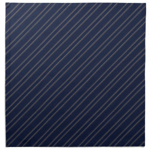 Navy Blue Ivory Gold Pinstripes Cloth Napkin