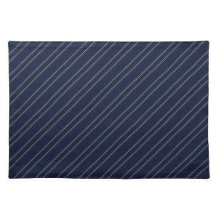Navy Blue Ivory Gold Pinstripes Cloth Placemat