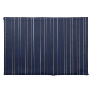 Navy Blue Ivory Gold Pinstripes Cloth Placemat