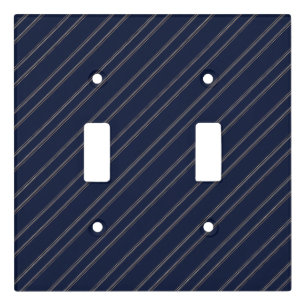 Navy Blue Ivory Gold Pinstripes Light Switch Cover