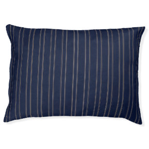 Navy Blue Ivory Gold Pinstripes Pet Bed