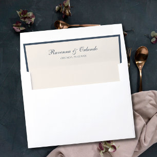 Navy Blue Ivory Old Money Timeless Wedding Envelope Liner