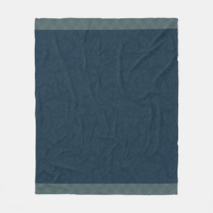 Navy Blue Jacquard Floral Teal Plaid Fleece Blanket