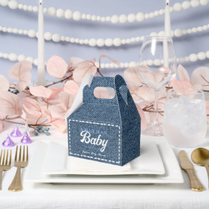 Navy Blue Jean Baby Boy Baby Shower Favor Boxes