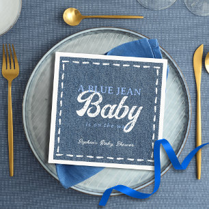 Navy Blue Jean Baby Boy Baby Shower Napkins
