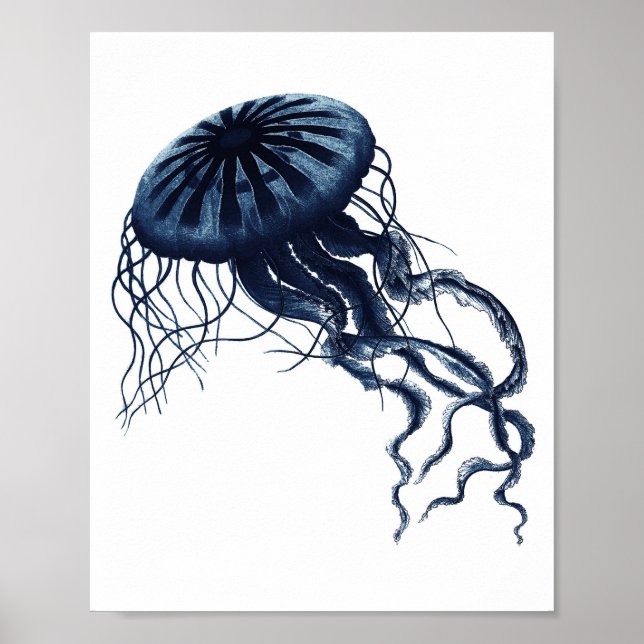 Navy Blue Jellyfish Coastal Decor (Front)