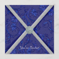 Navy Blue Jeweled Party Invitation