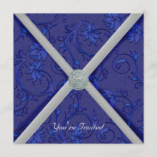 Navy Blue Jeweled Party Invitation