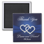 Navy Blue Joined Hearts Wedding Favor Magnet