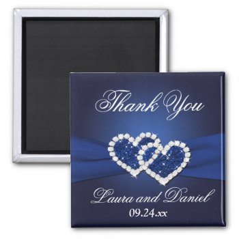 Navy Blue Joined Hearts Wedding Favor Magnet by NiteOwlStudio at Zazzle