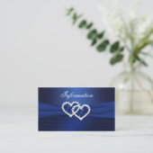 Navy Blue Joined Hearts Wedding Information Card (Standing Front)