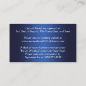 Navy Blue Joined Hearts Wedding Information Card (Back)