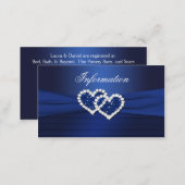 Navy Blue Joined Hearts Wedding Information Card (Front/Back)