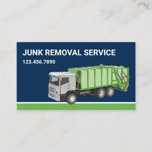 Navy Blue Junk Removal Service Garbage Truck Business Card