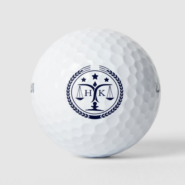 Navy Blue Justice Logo Monogram Golf Balls (Front)