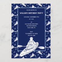 Navy Blue Kayak Pattern Kayaking Themed Party