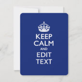 Navy Blue Keep Calm And Edit Text Personalized (Front)