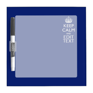 Navy Blue Keep Calm And Edit Text Personalized Dry Erase Board