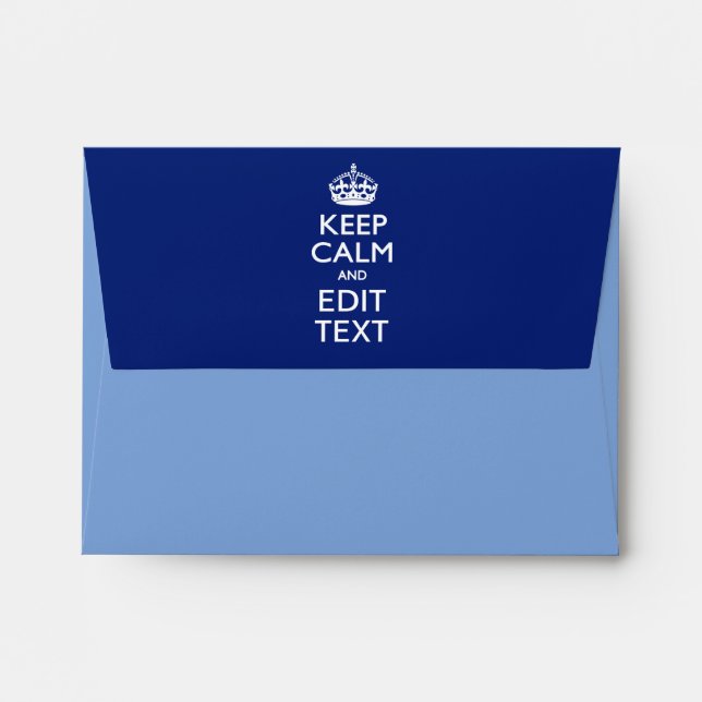 Navy Blue Keep Calm And Edit Text Personalized Envelope (Back (Top Flap))