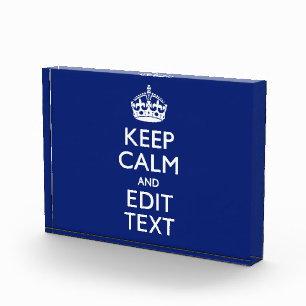 Navy Blue Keep Calm And Have Your Text Award