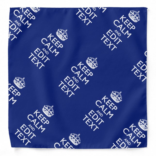 Navy Blue Keep Calm And Have Your Text Bandana (Front)